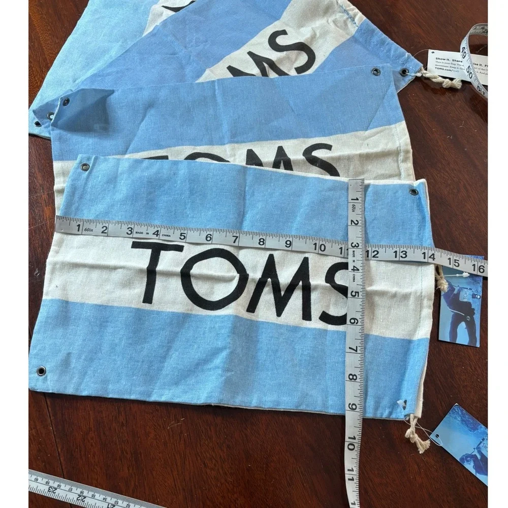 TOMS Shoes Canvas Dust Bag OS Blue White Stripe One for One Lot of 4 NWT